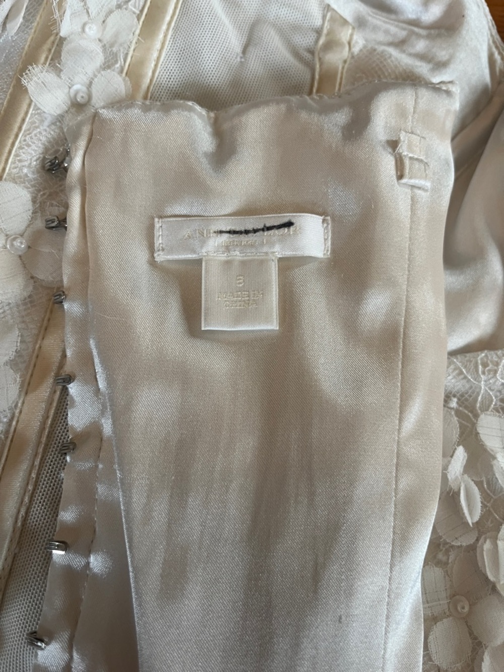 Ann Taylor Ivory Lace 3D Floral & Pearl Appliqué Bustier Corset size 6 - Picture 9 of 13
